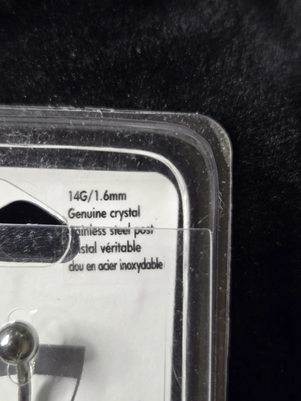 14G Crystal Stainless Steel Panda Belly Button Ring-Brand New & Sealed